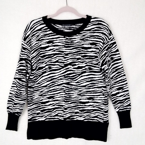 Adrianna Papell Knit Sweater Size Medium‎ In Black White Zebra Print - Picture 1 of 10